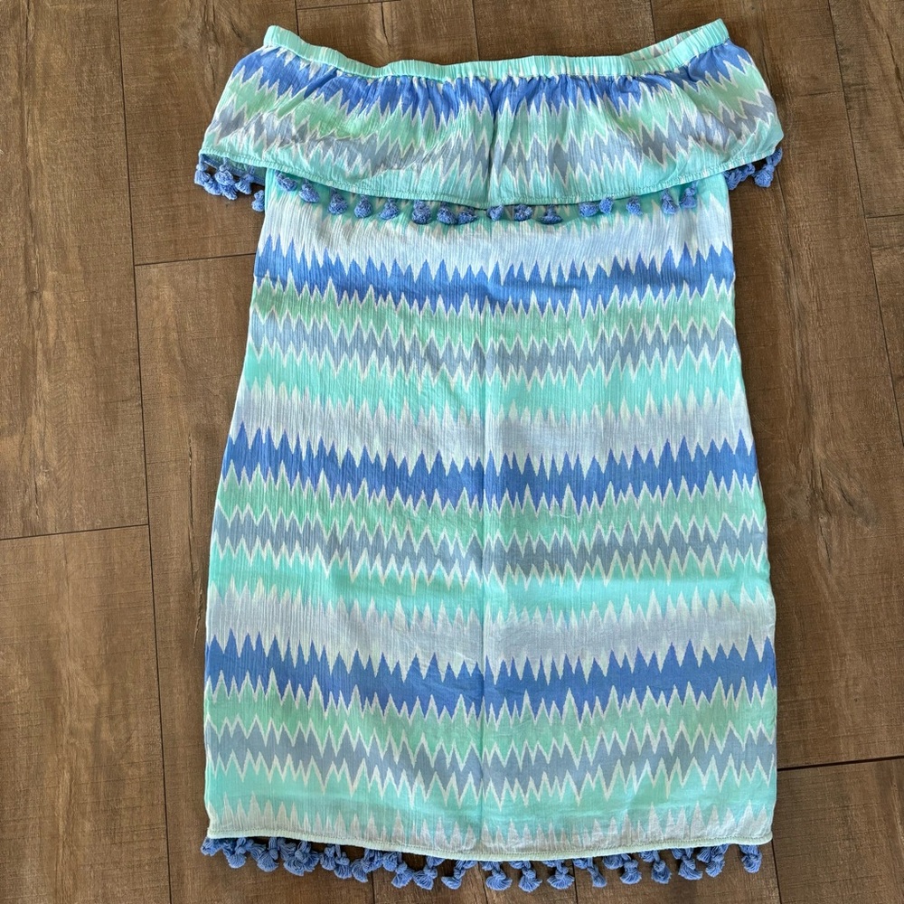 Sail to Sable Women's Off the Shoulder Pom-Pom Dress Size Large - Picture 12 of 16